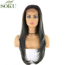 Парики из синтетического кружева спереди SOKU 13*4 Кружева спереди al 150% плотность часть 26 дюймов парик с длинными прямыми волосами для женщин