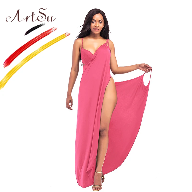 Женское длинное платье с V образным вырезом на тонких бретельках|vestidos plus|maxi vestidosexy