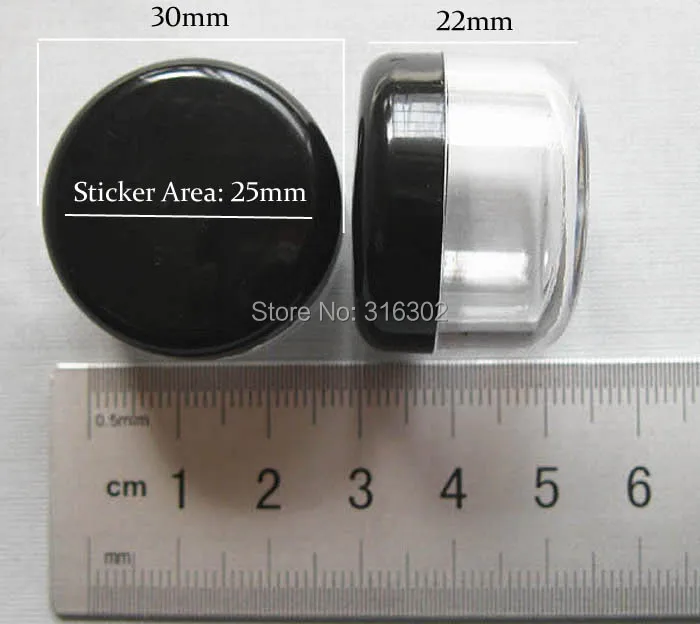 

1500 x 5g Round Clear Plastic Jars Pot Empty Face Lip Balm Travel Powder Mini Sample Container Box with black lids