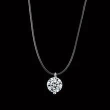 Simples transparente linha de pesca colar feminino chocker colar corrente invisível cristal gargantilha colar pingente na linha pescoço