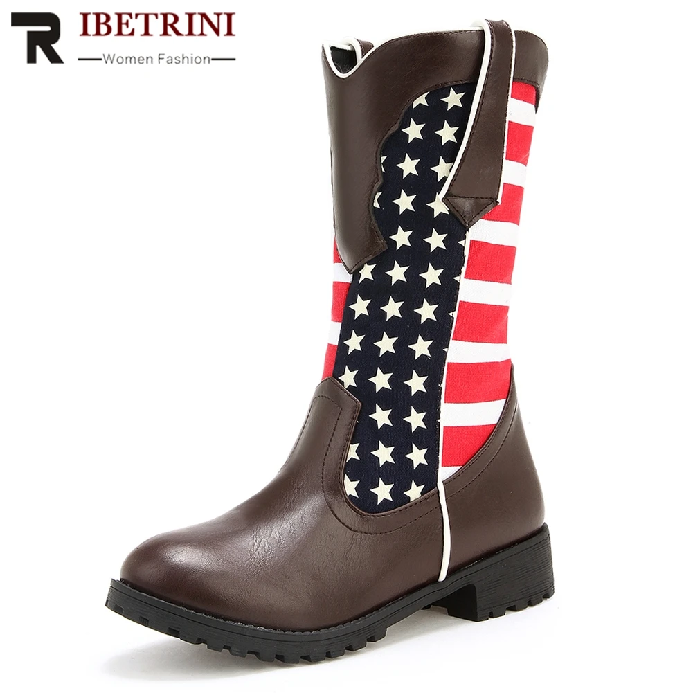 RIBETRINI American Women Chelsea Motorcycle Boots Platform Footwear