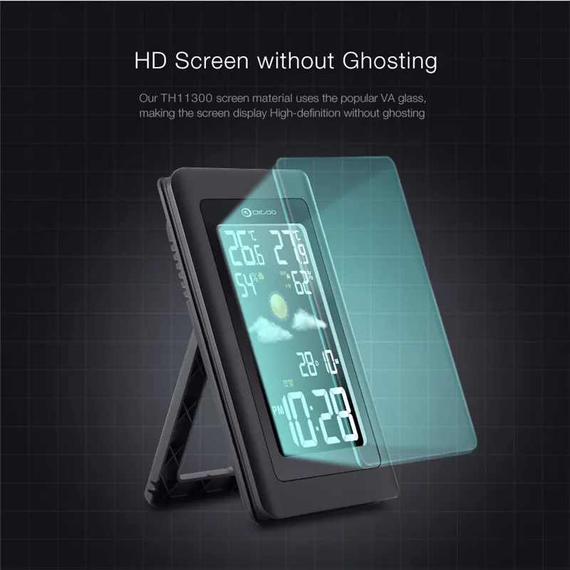Digoo DG-TH11300 USB уличная Метеостанция VA стеклянный гигрометр термометр цифровой датчик погоды влажность температура часы