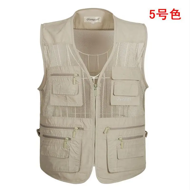 

outdoor Men Multi Pocket Baggy Vest 2019 Summer men Casual Thin Mesh Shooting Work Outerwear Sleeveless Jacket With Many Pockets