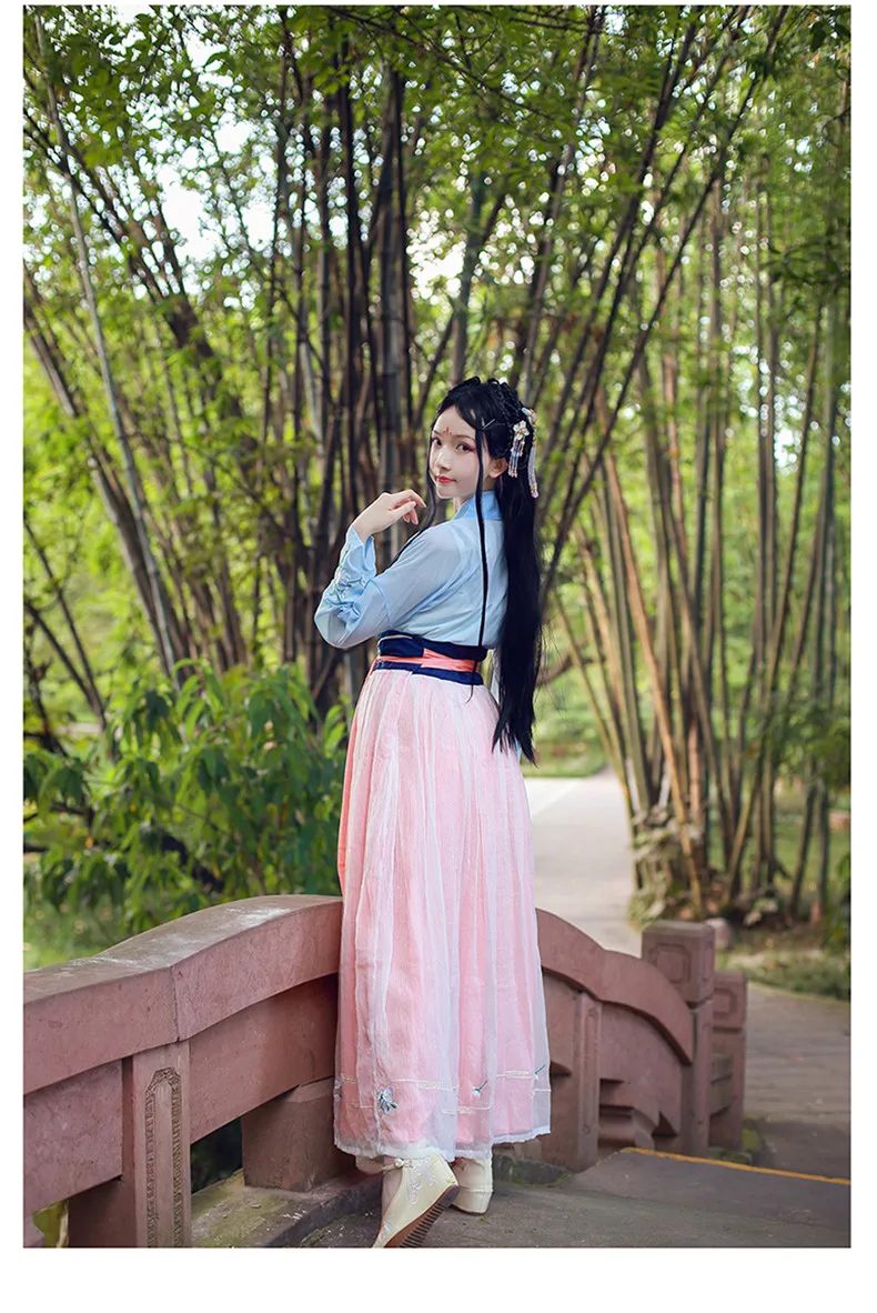 Стиль китайский женский костюм ханьфу новая традиционная ханьфу монашка юбка с вышивкой повседневная юбка принцессы
