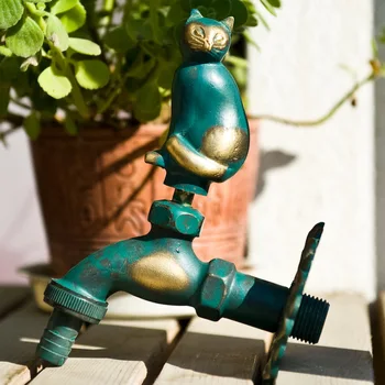 

FREE SHIPPING !! tap animal garden antique European tap washing machine leading green cat