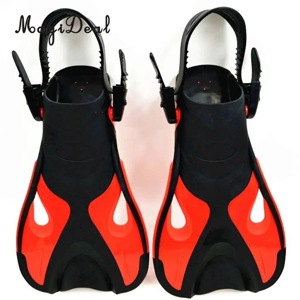 Swim Fins Short Training Open Heel Adjustable Snorkel Flippers For Kids Water Sports Snorkeling Scuba Diving Swimming Pool Acces