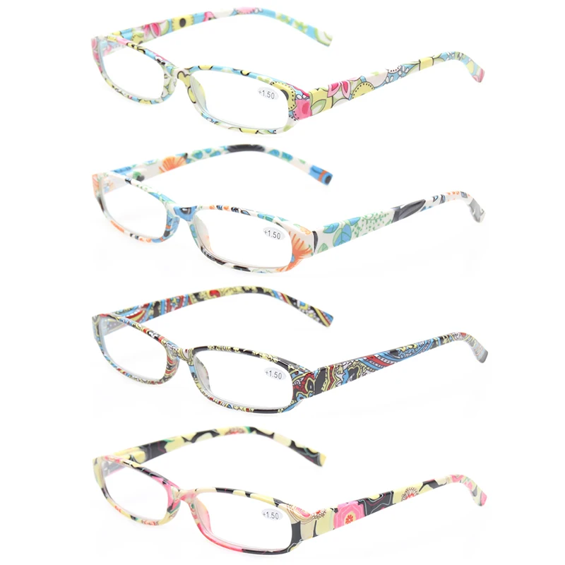4 pack fashion patterned reading glasses women spring hinge oval eyeglasses frames ladies readers
