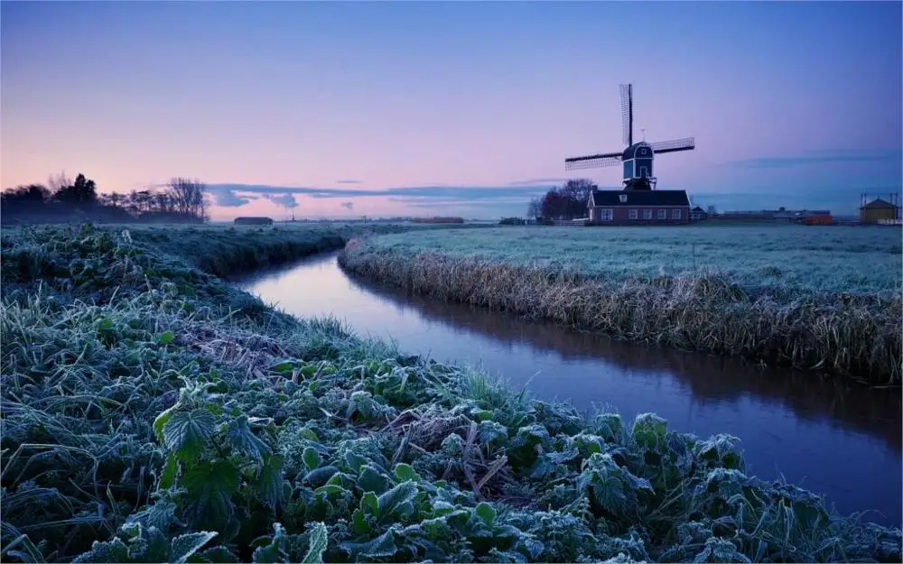 مناظر طبيعية زرقاء - صفحة 2 Nature-landscapes-Netherlands-winter-morning-sunrise-font-b-farm-b-font-windmill-frost-font-b-river