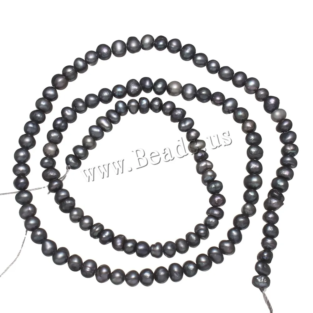 Natural Freshwater Pearl Loose Beads Black Grade AA 3 4mm Approx 0.8mm