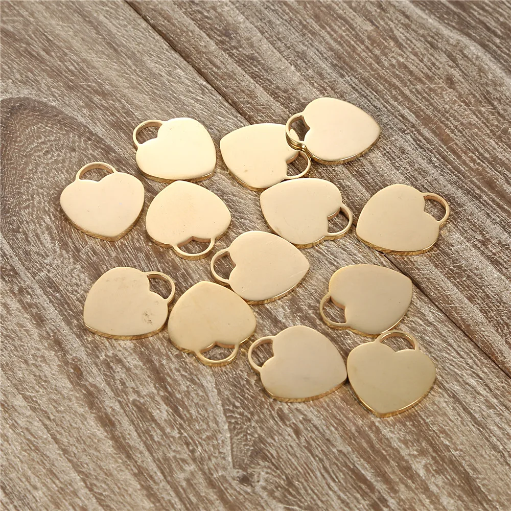 

10PCS 17x20mm Stainless Steel Metal Sheet Gold Silver Color Heart Pendant Charms for DIY Jewelry Making Accessories Findings