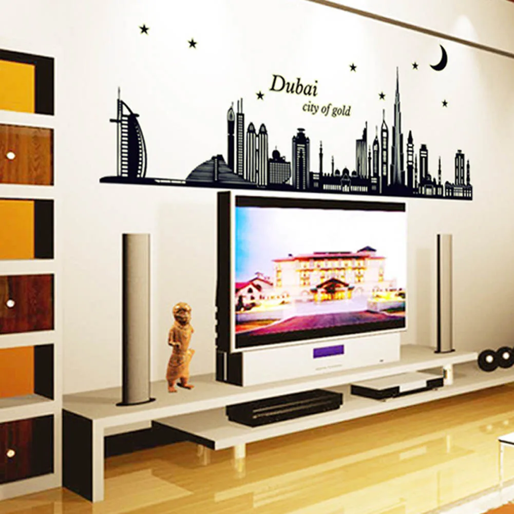 

Dubai City Fluorescence Wall Stickers DIY Decal Glow Night Removable Mural Home Decor XH8Z