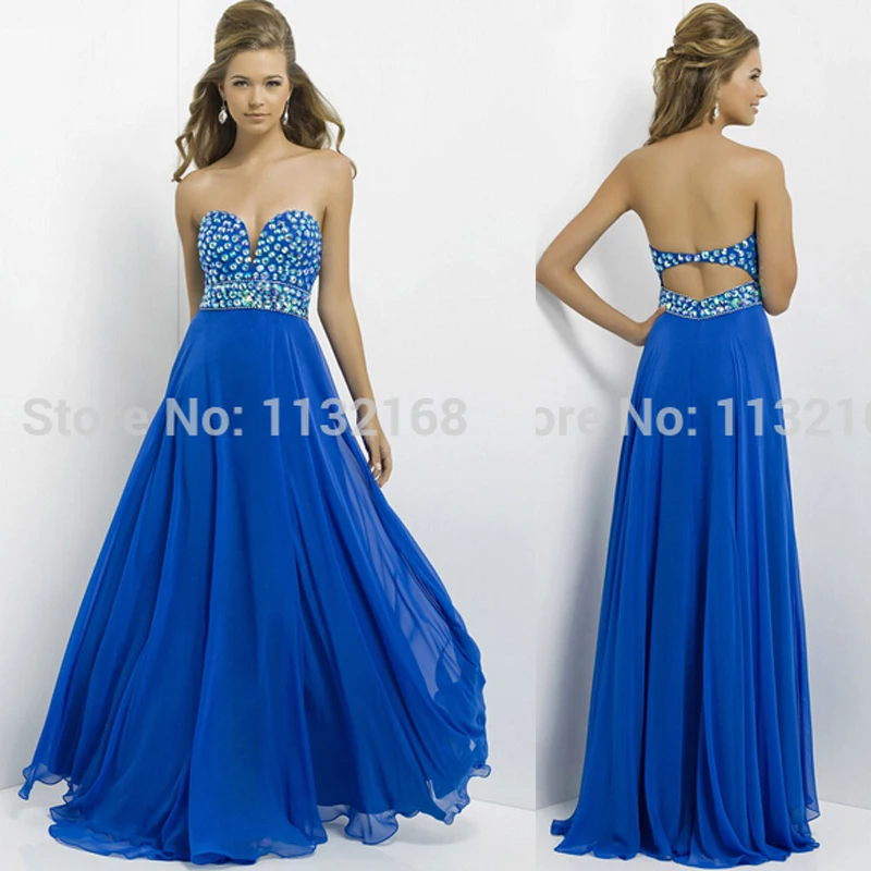 Affordable Red Royal Blue A-Line Chiffon Prom Dress