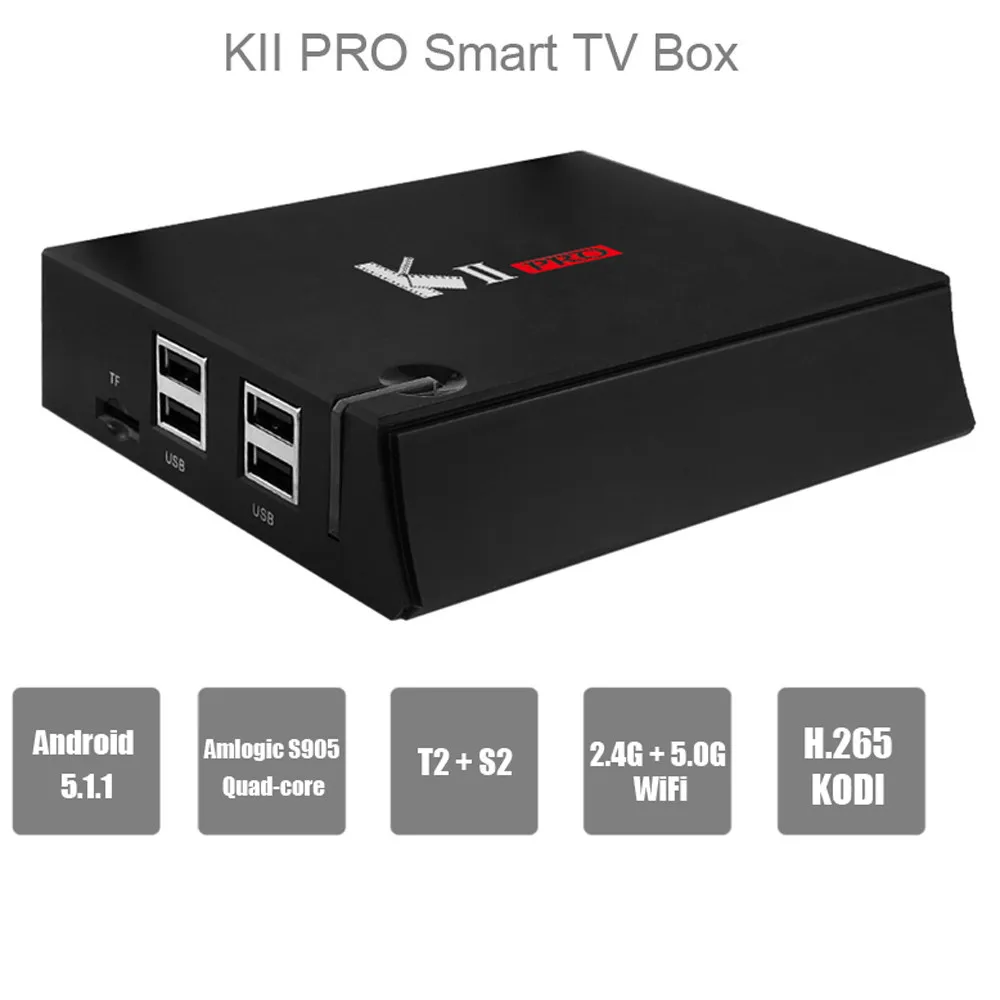 

Mecool KII PRO TV Box Quad Core Amlogic S905 T2+S2 Android 5.1.1 2.4G+5.0G WiFi BT 4.0 Set Top Box H.265 Decoding Media Player