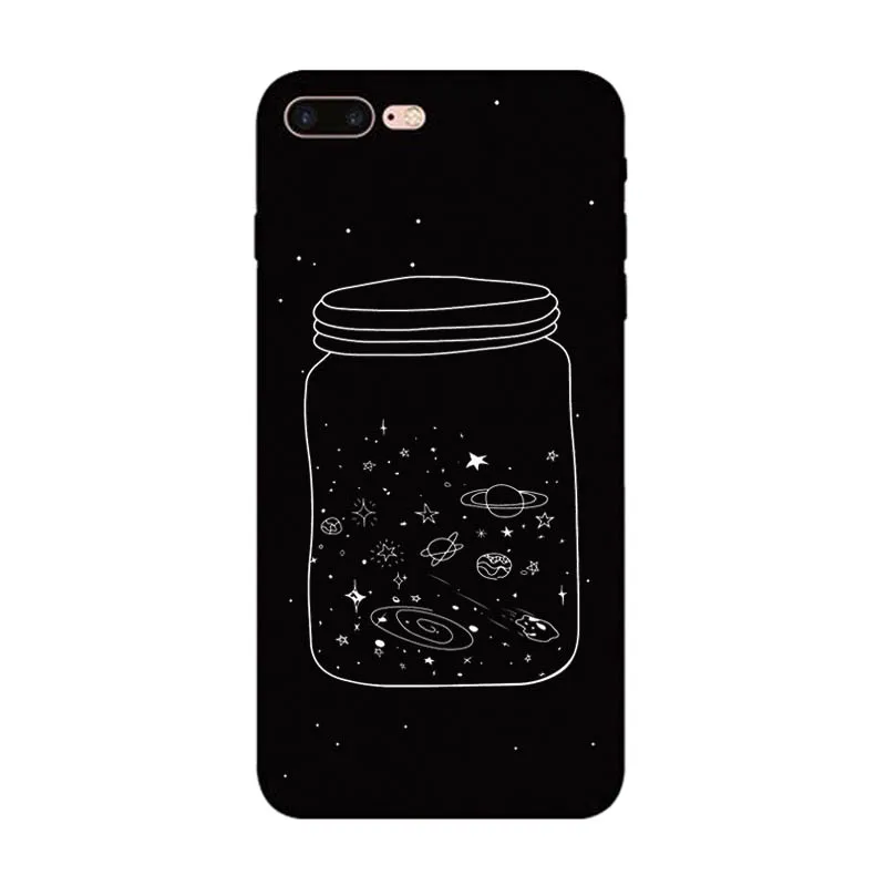 Черный с белой луной Звезды Космос астронавт Мягкий силиконовый чехол для телефона чехол для iPhone 5 5S SE 6 6S 7 8 Plus X XR XS Max