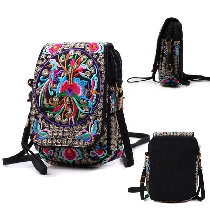 Новая Цветочная вышитая женская сумка на плечо в китайском стиле, сумка-мессенджер через плечо, женская сумка-кошелек