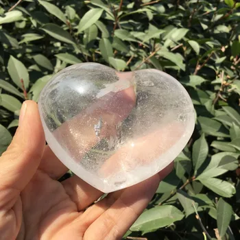 

Natural Transparent quartz stone polished clear crystal heart