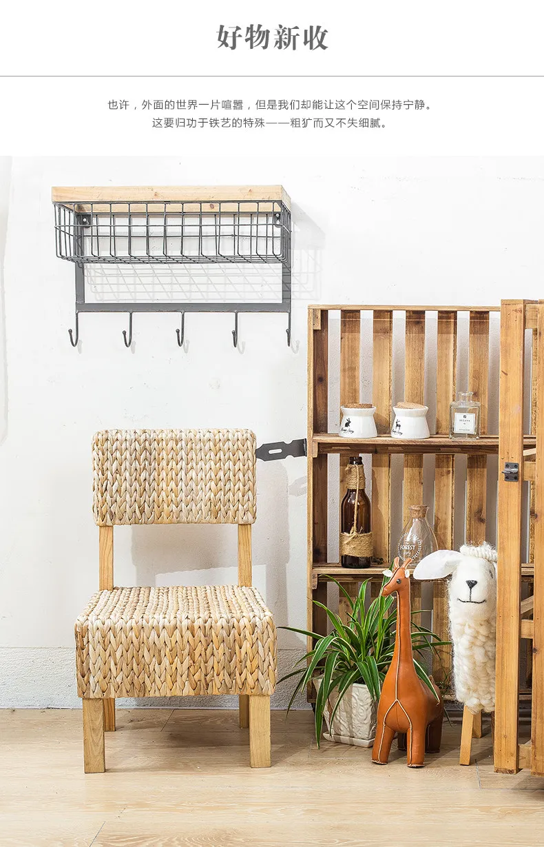 American country multilayer movable receive frame. Wrought iron shelf.