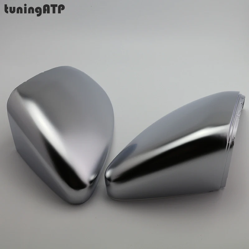 PAIR Matte Electroplated Silver Door Wing Mirror Replacement Covers