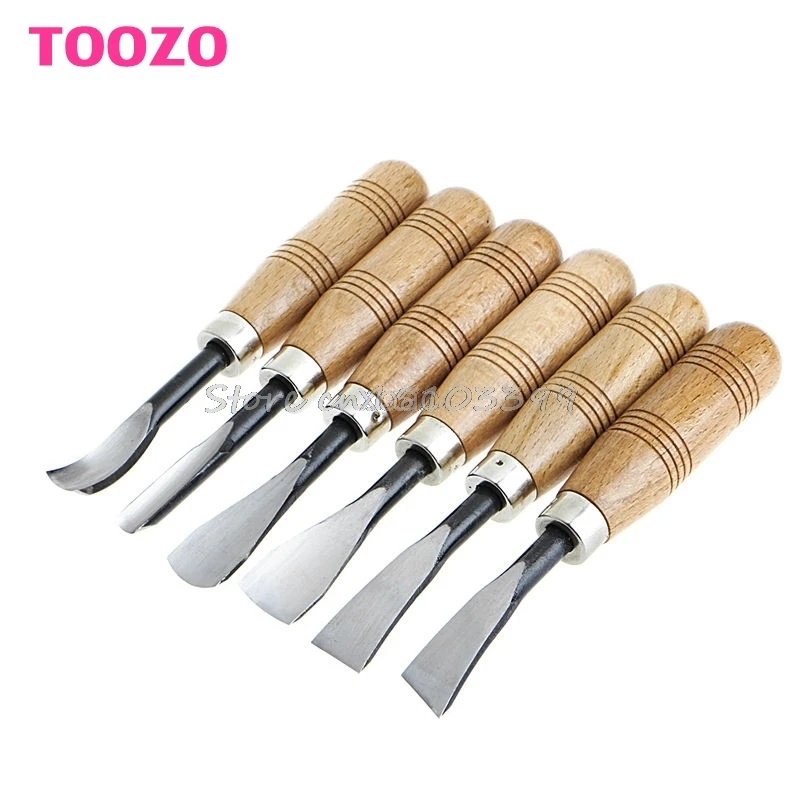 

6Pcs Hand Wood Carving Tools Chip Detail Chisel Set Knives Tool M10 dropship
