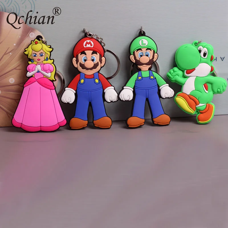 Двухсторонний брелок для ключей Super Mary Princess Mario Brothers украшение рюкзак автомобильные ювелирные изделия подвеска