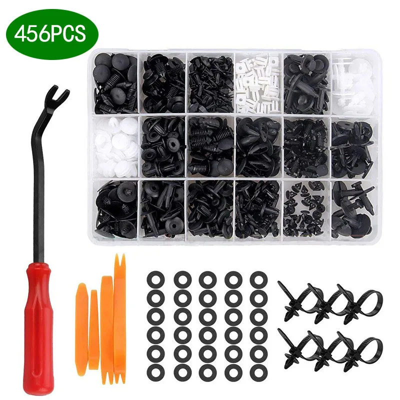 

456pcs Auto Mixed Plastic Fastener Clip for Ford Removal tool Clamp Push Pin Rivet Trim Panel Clip Fastener
