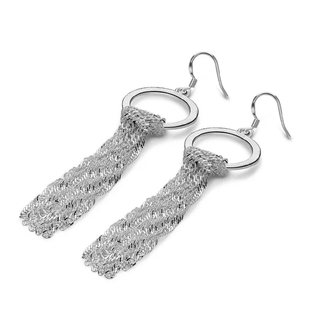 Fashion Elegant 925 Sterling Silver Long Tel Earrings For Women Fashion Elegant 925 Sterling Silver Long Tel Earrings For Women Solid Charm Lady