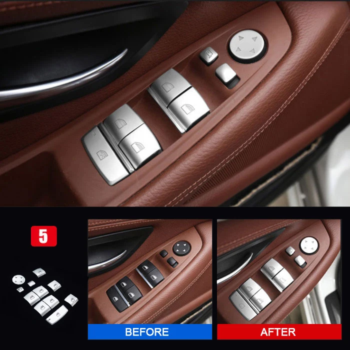 520 525 Matt Chrome Door Window Switch panel cover trim BMW 5 Series F10 2011
