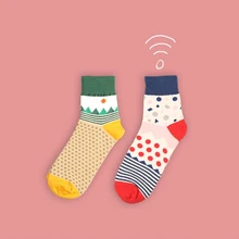 Женские носки, 1 пара, длинные, хлопковые, с геометрическим рисунком, смешанные цвета, с национальным принтом, новинка, длинные, искусство, корейская мода, зимние женские носки