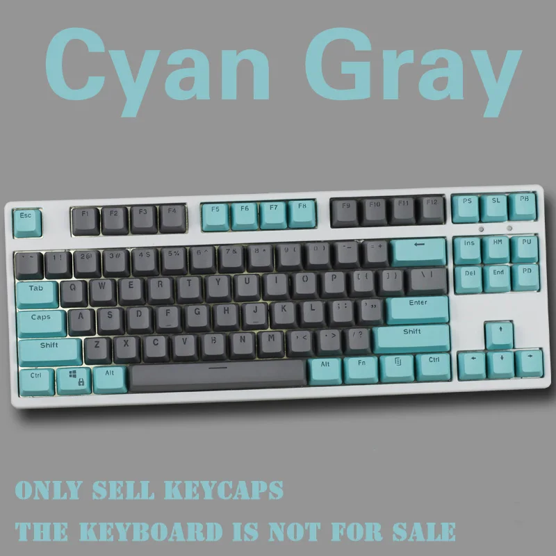 104/87 клавиша PBT двойная цветная подсветка механическая клавиатура Большой F универсальная Колонка для Ikbc Cherry MX механическая клавиатура - Цвет: Cyan-Gray