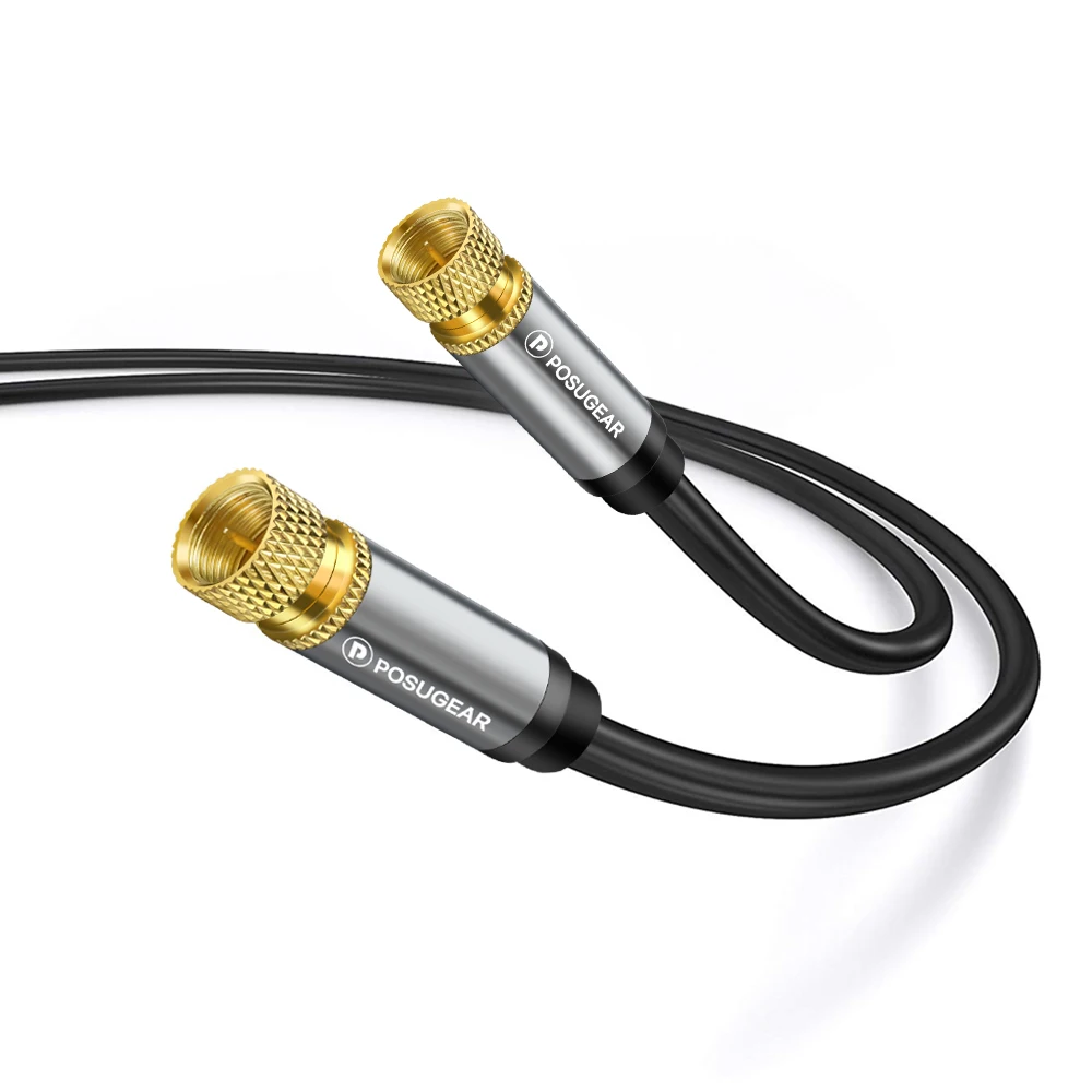 Posugear SAT Antenna Coaxial Cable F-Type HDTV Satellite Gold-plated Male to Male TV VCR DVD Digita