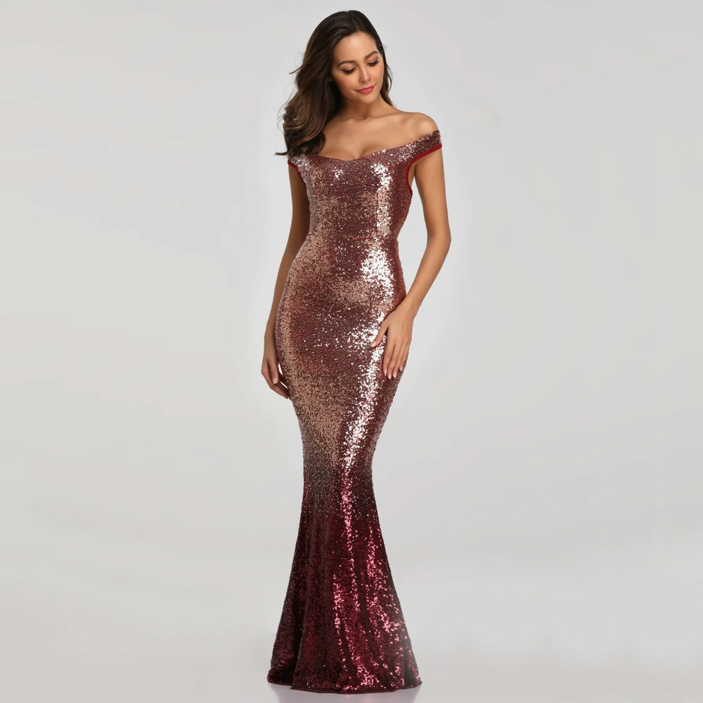 

Partysix Women Sparkle Sequins Dress Elegant Long Party Dress Maxi Dress