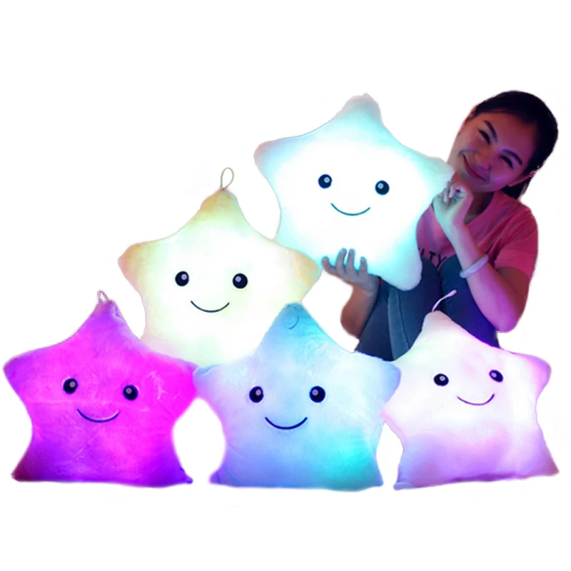 

5 Colors LED Light Music Stars Plush Pillows Luminous Glowing Musical Star Toys Colorful Cushions Birthday Gift for Children