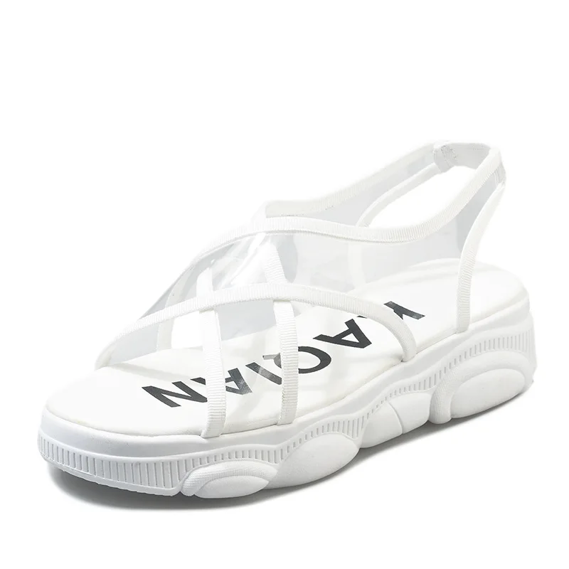 2019 Jelly Shoes Female Sandalias Plataformas Yellow Sandale Peep Toe Chunky Sandals for Women Femme Platform Sandalia Feminina