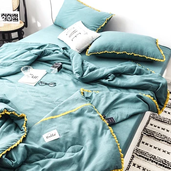 

Solid Color Soft Comfortable pillowcase Bed Quilt Comforter Washable Quilted Adults Bedding Colorful Duvet Summer Quilts #s