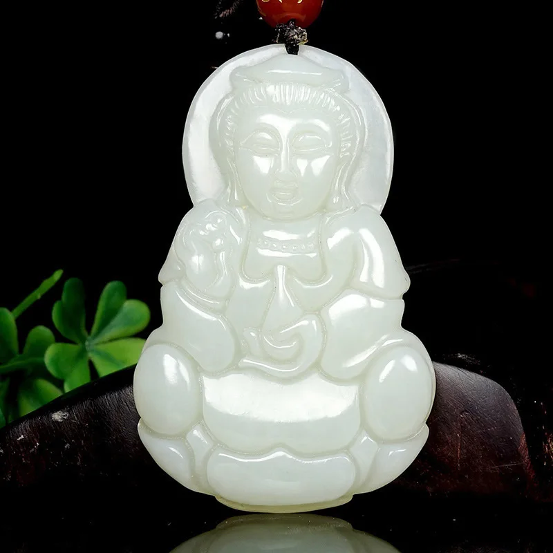 

Druzy Reiki Popsocket Manufacturer Directly Sells Xinjiang Natural Genuine Hetian Baiyu Fine Carved Flower Vase Guanyin Pendant
