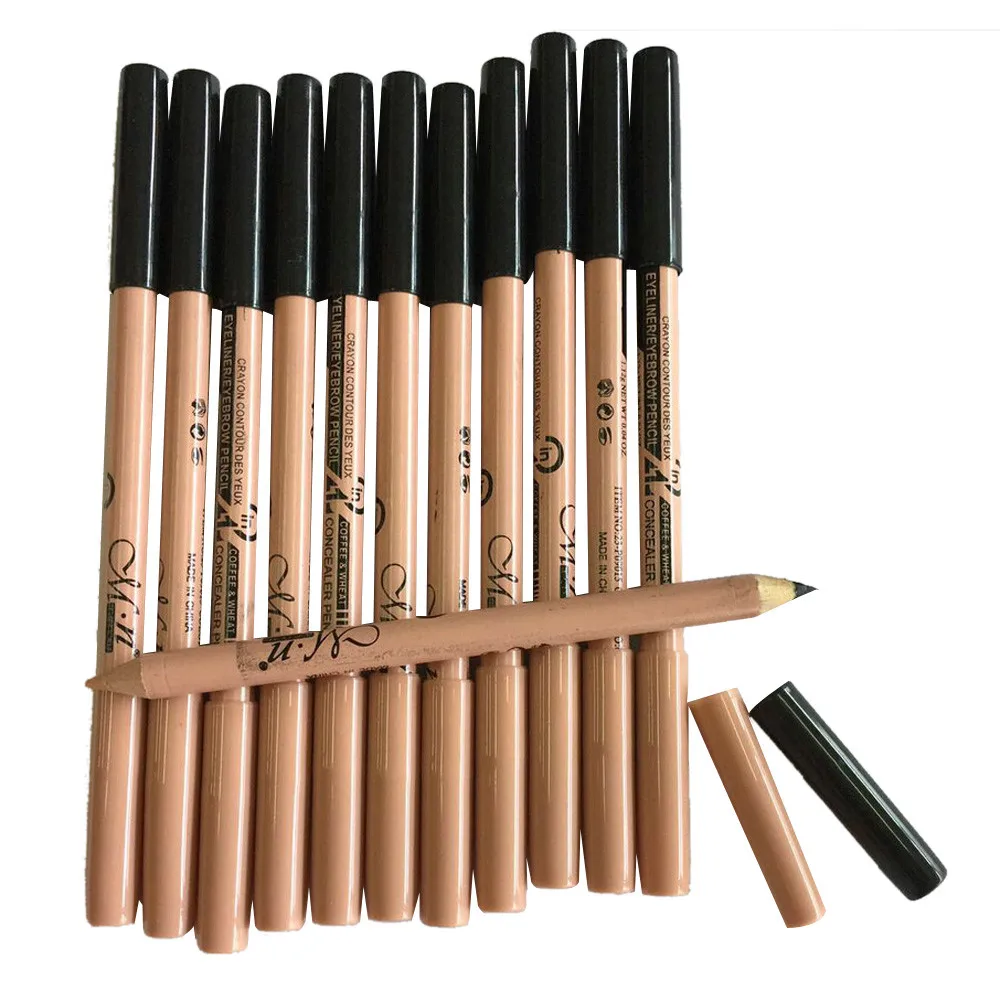 12pc Multifunctional Black Eyeliner Eyebrow Pencil + Concealer Pencil