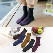 Осенне-зимние шерстяные плотные теплые носки из чистого хлопка грубая нить в винтажном стиле