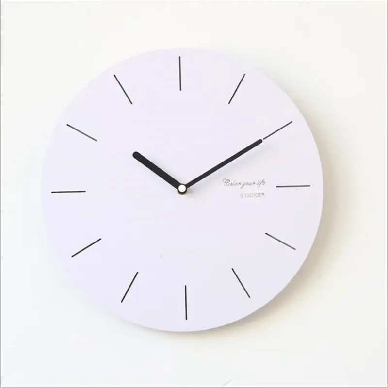 Geekcook креативные скандинавские персональные деревянные настенные часы для гостиной современные бесшумные простые белые круглые цифровые часы настенные часы - Цвет: B