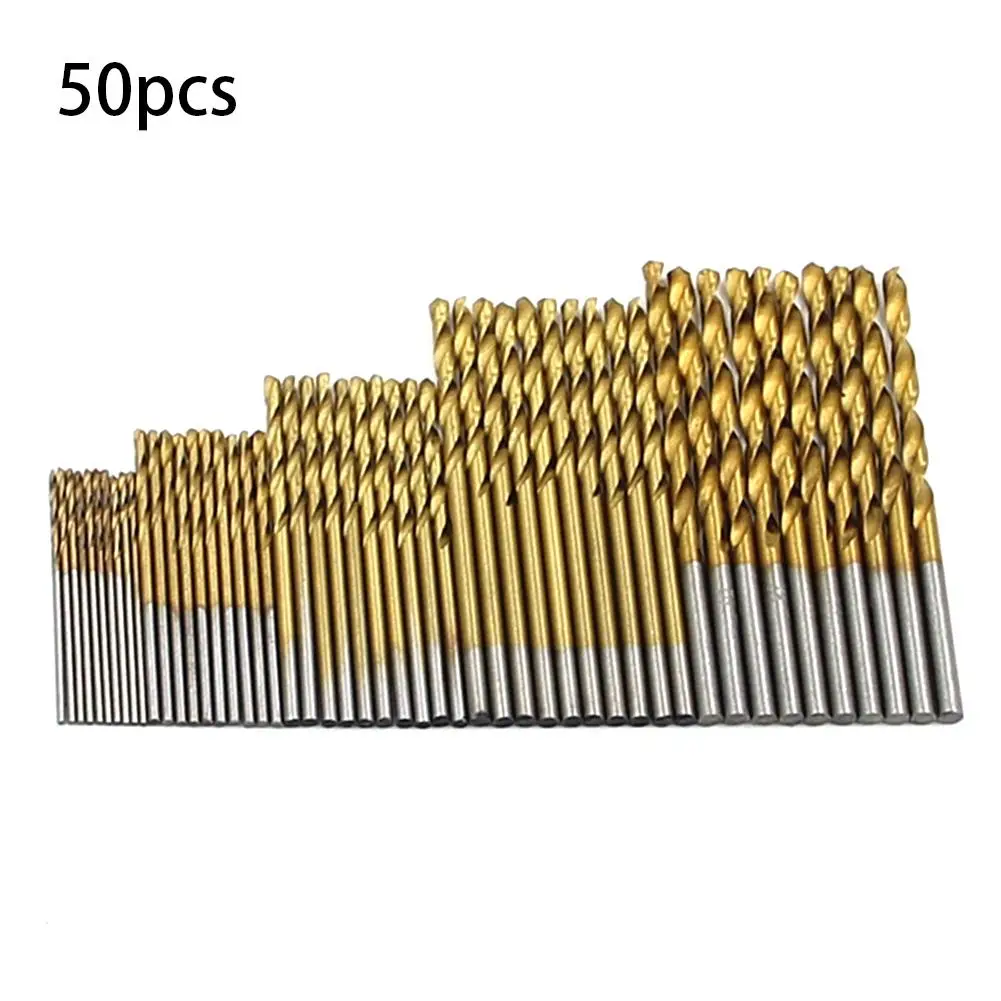

50pcs Twist Drill Bits HSS Titanium Coated Drill Bit Set 1/1.5/2/2.5/3mm Wood Bits Metric Micro Craft Drills Bits Hole Cutter