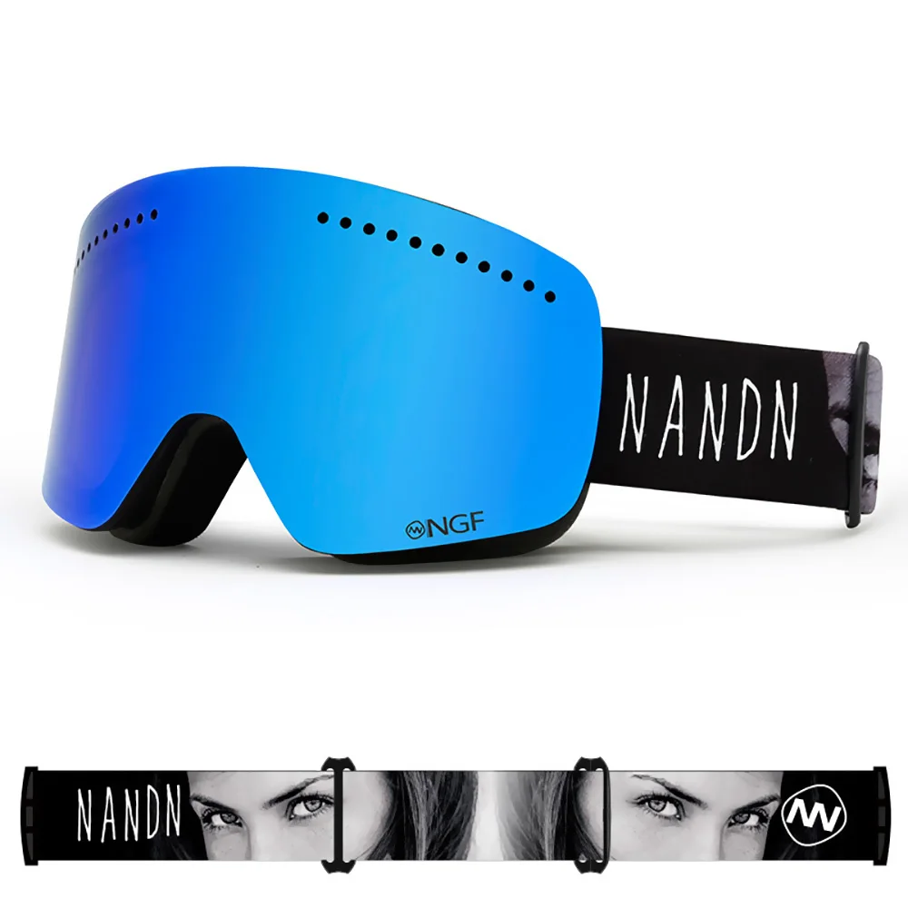 NANDN катания на лыжах сноуборде UV400 Анти туман с двойными линзами большой Лыжная