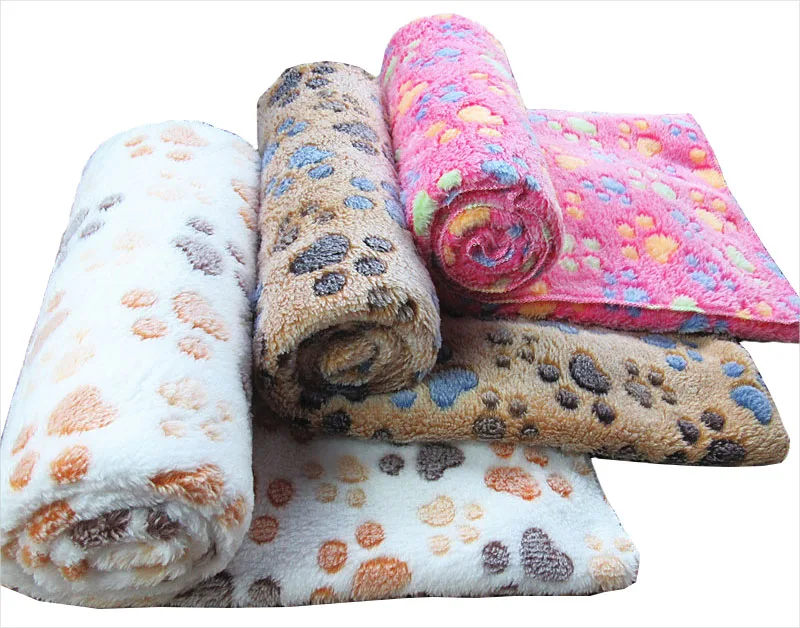 Sqinans 3 размера лапа печать собака мягкое Флисовое одеяло щенок клетка для кошки подушки на кровать теплые спальные места для домашних животных крышка
