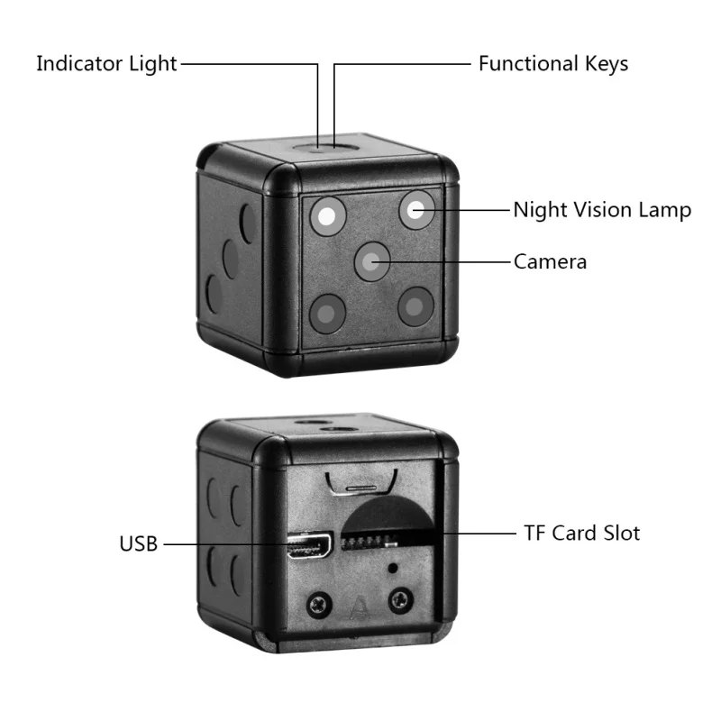 1080 P HD видео-видеокамера для наблюдения ночного видения Поддержка записи мини-карта флэш памяти TF камера SQ16 камера безопасности кости