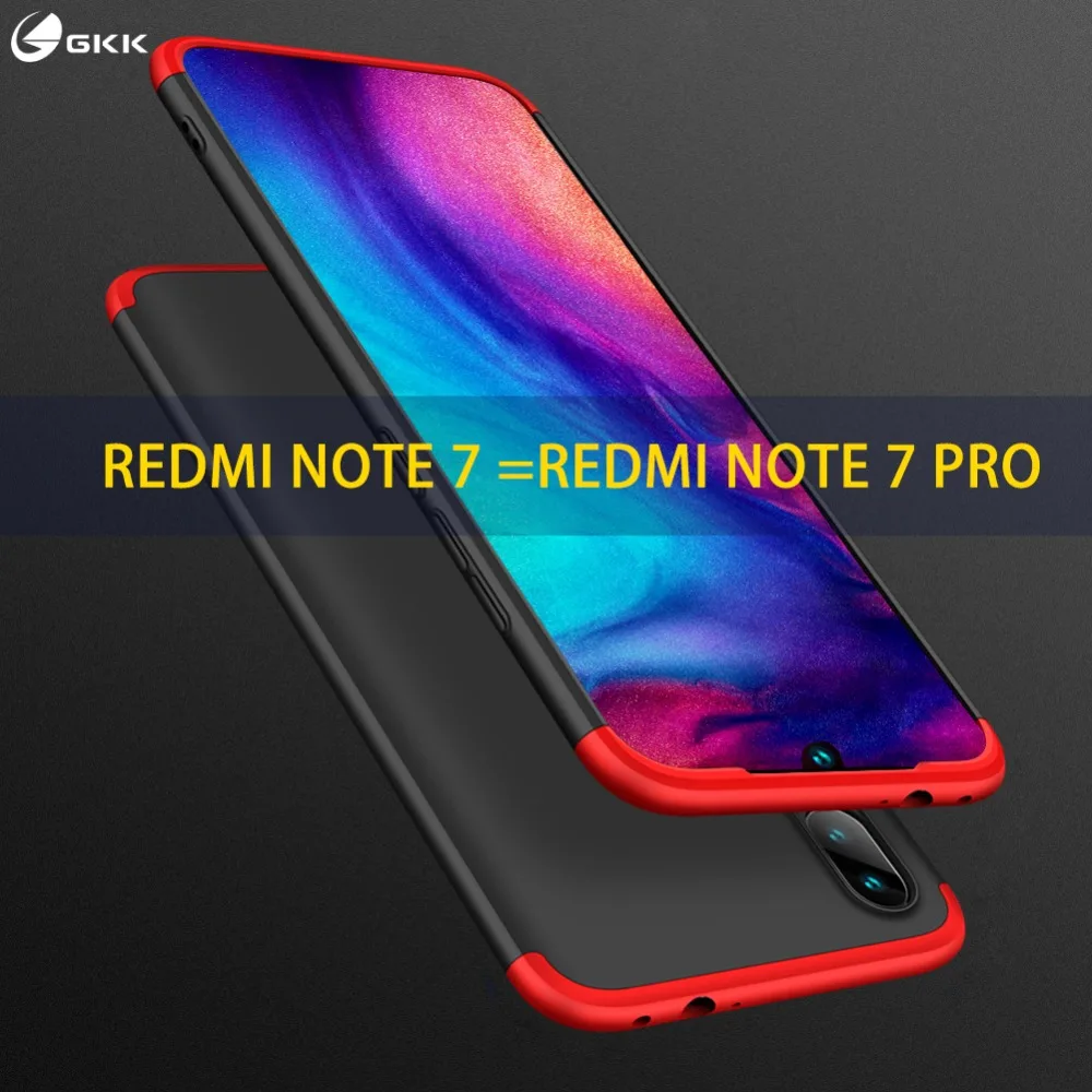 Оригинальный чехол GKK для Xiaomi Redmi Note 7 pro полностью включенный 3 в 1 жесткий матовый
