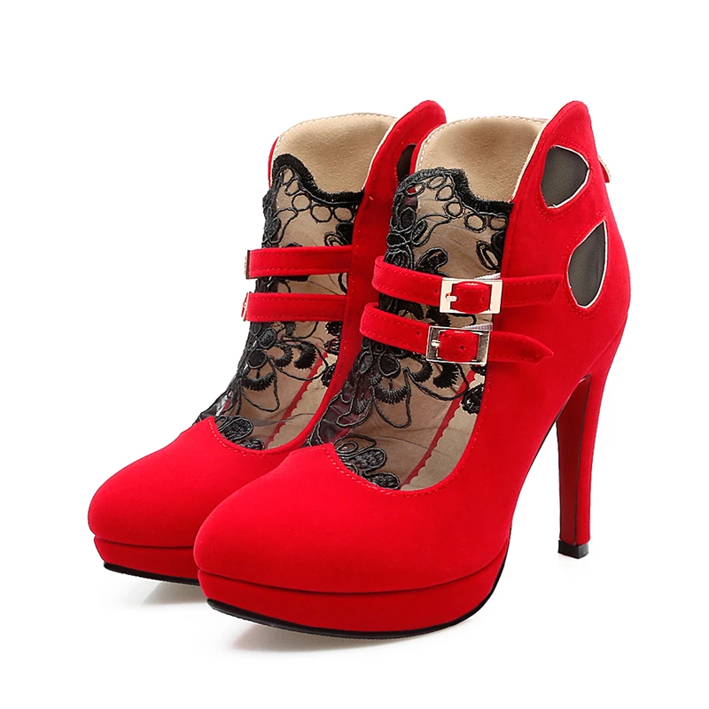 KarinLuna/большие размеры 32-43; женские туфли-лодочки; модные туфли на высоком каблуке с пряжкой и ремешком; туфли на платформе с круглым носком; сезон лето-весна-осень