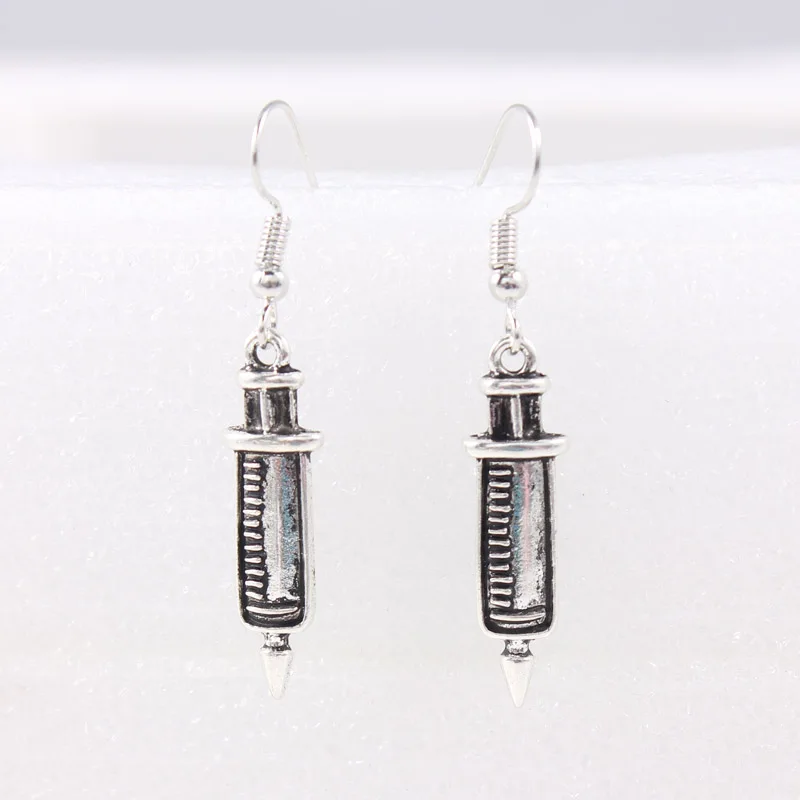 

Fashion Syringe Medical Stethoscope Nurse Cap Dangle Earrings RN Real Nurse Antique Silver Dangle Earrings Dropshipping