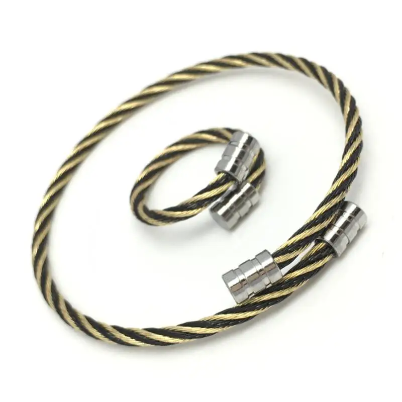 

LOOKER Adjustable Retro Jewelry Set Stainless Steel Bracelet Ring for Men Jewelry Sets Bridal Vintage Holiday Jewellery