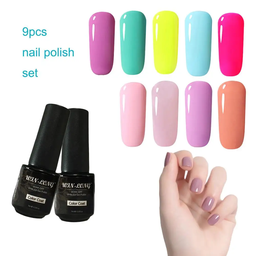 9 Pcs/lot Soak Off Nail Gel Polish Kit Manicure Soak Off Gel Nail Vanishes Base Top Gel Nail Polish Manicure Art Tools Sets Kit