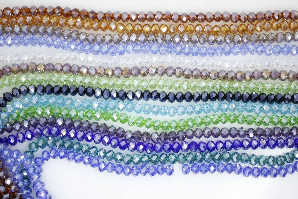 

shitou 00425 wholesale lots 10 strands lot faceted Rondelle AB Multi color crystal glass loose beads 6mm