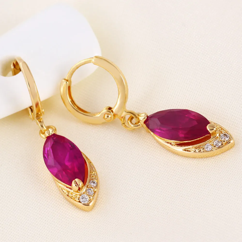 Waterdrop Dangling Earrings Yellow Gold Filled Elegant Women's Earrings