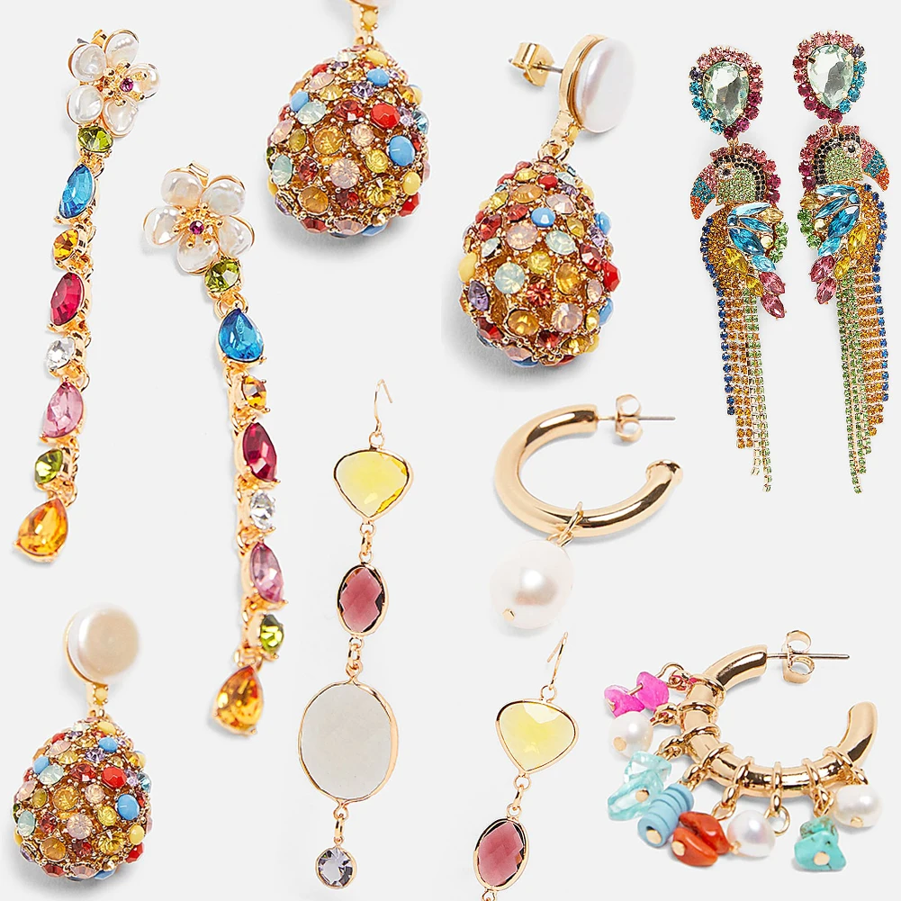 

Miwens ZA Crystal Earrings 2019 Fashion Brand Handmade Bijoux Boho Long Statement Earrings for Women Wedding Party Gifts Jewelry